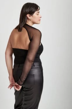 Marcella Manhattan Mesh Sleeve Top