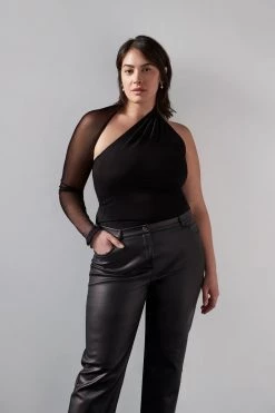 Marcella Manhattan Mesh Sleeve Top New Arrivals