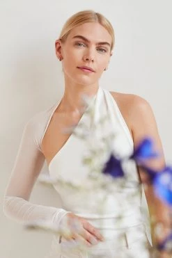 Marcella Manhattan Mesh Sleeve Top New Arrivals