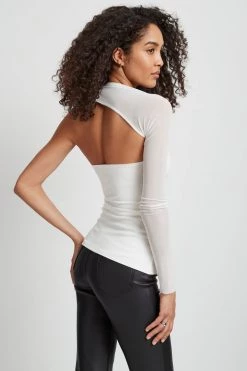 Marcella Manhattan Mesh Sleeve Top