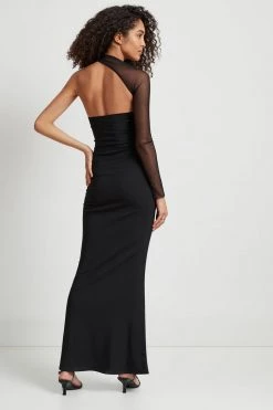Marcella Cocktail Manhattan Mesh Sleeve Gown