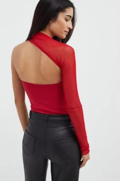 Marcella Manhattan Mesh Sleeve Top